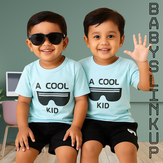 A Cool KID Printed T-Shirt Set | Soft Cotton | Hit for Summer (6 M– 6 Years)