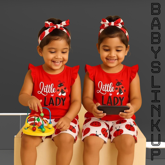 Little LADY Printed T-Shirt Set | Soft Cotton | Hit for Summer (6 M– 6 Years)