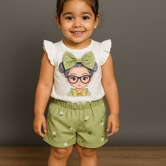 Cute Girls Printed T-Shirt Set | Soft Cotton | Hit for Summer (6 M– 6 Years)