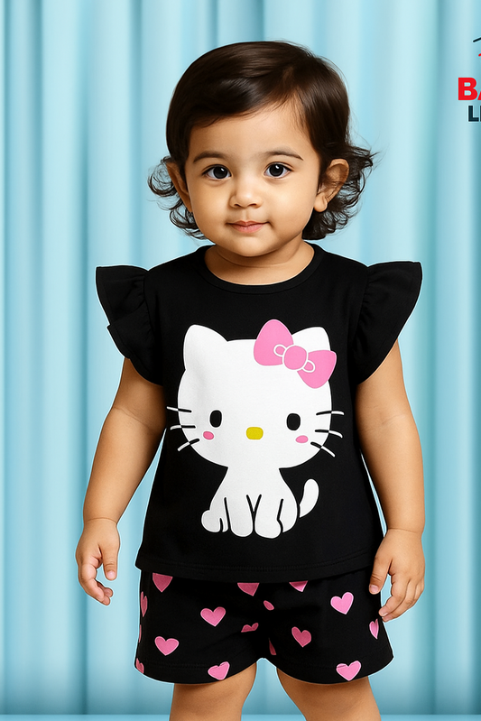 Cute Ca Printed T-Shirt Set | Soft Cotton | Hit for Summer (6 M– 6 Years)