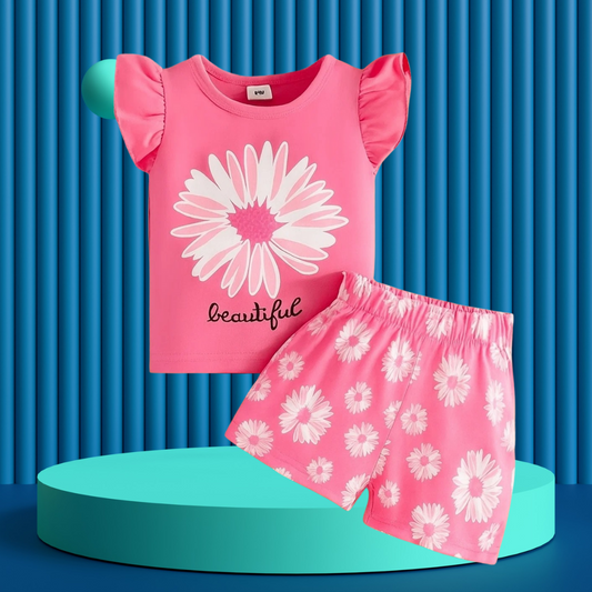 Flower   Printed  T-Shirt Set | Soft Cotton | Hit for Summer   (6 M– 6 Years)