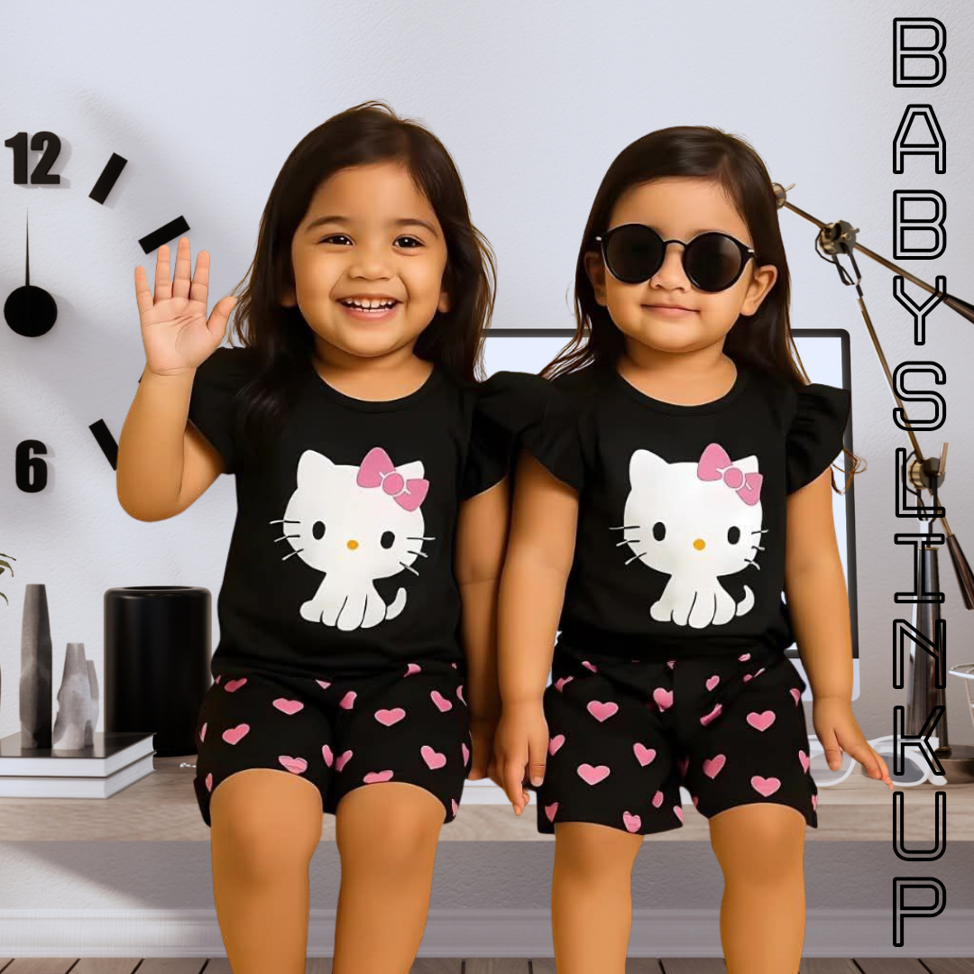 Cute Ca Printed  T-Shirt Set | Soft Cotton | Hit for Summer   (6 M– 6 Years)