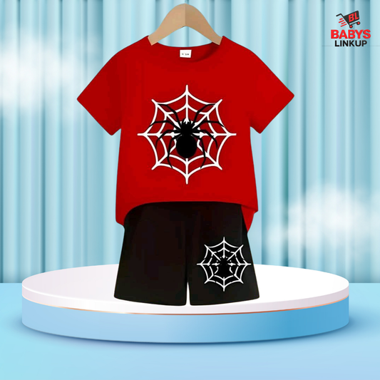 Spider  Printed T-Shirt Set | Soft Cotton | Hit for Summer – (6M – 6 Years) Baby's LinkUp