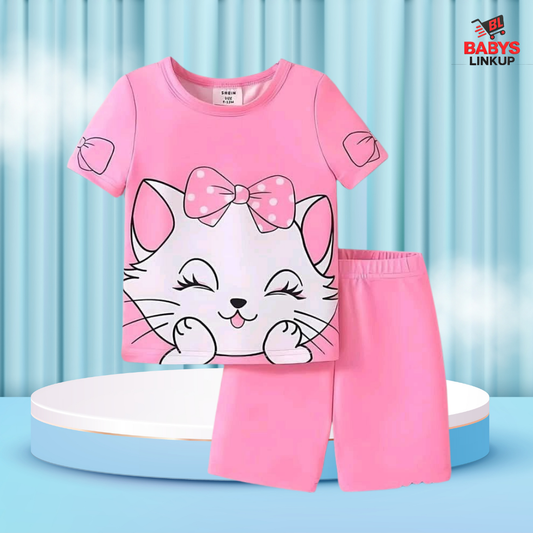 Cat Printed T-Shirt Set | Soft Cotton | Hit for Summer – (6M – 6 Years) Baby's LinkUp