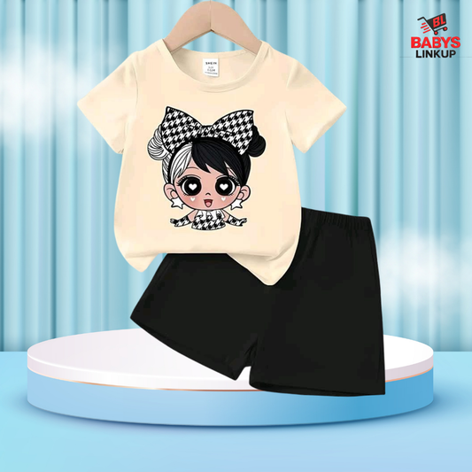 Cute Girls   Printed T-Shirt Set | Soft Cotton | Hit for Summer – (6M – 6 Years) Baby's LinkUp