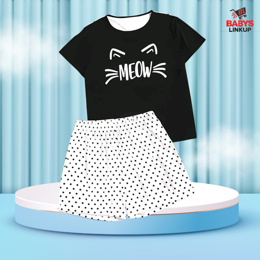 MEW  Printed T-Shirt Set | Soft Cotton | Hit for Summer – (6M – 6 Years) Baby's LinkUp