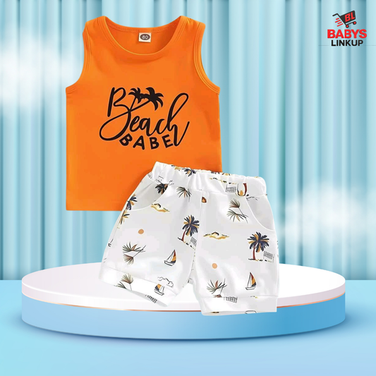 Beach BABY  Printed T-Shirt Set | Soft Cotton | Hit for Summer – (6M – 6 Years) Baby's LinkUp