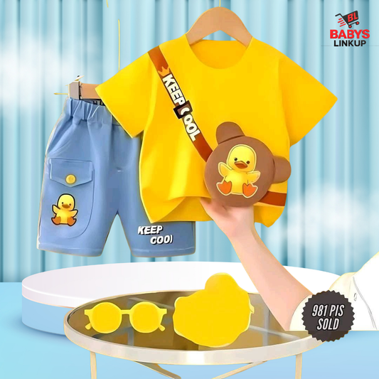 KEEP COOL Printed T-Shirt Set | Soft Cotton | Hit for Summer – (6M – 6 Years) Baby's LinkUp
