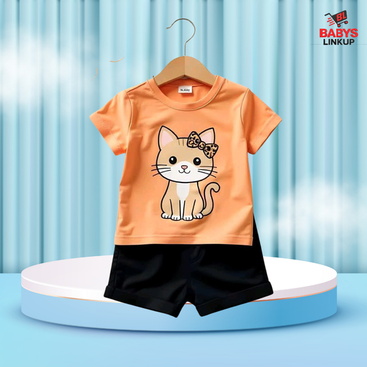 CAT Printed T-Shirt Set | Soft Cotton | Hit for Summer – (6M – 6 Years) Baby's LinkUp