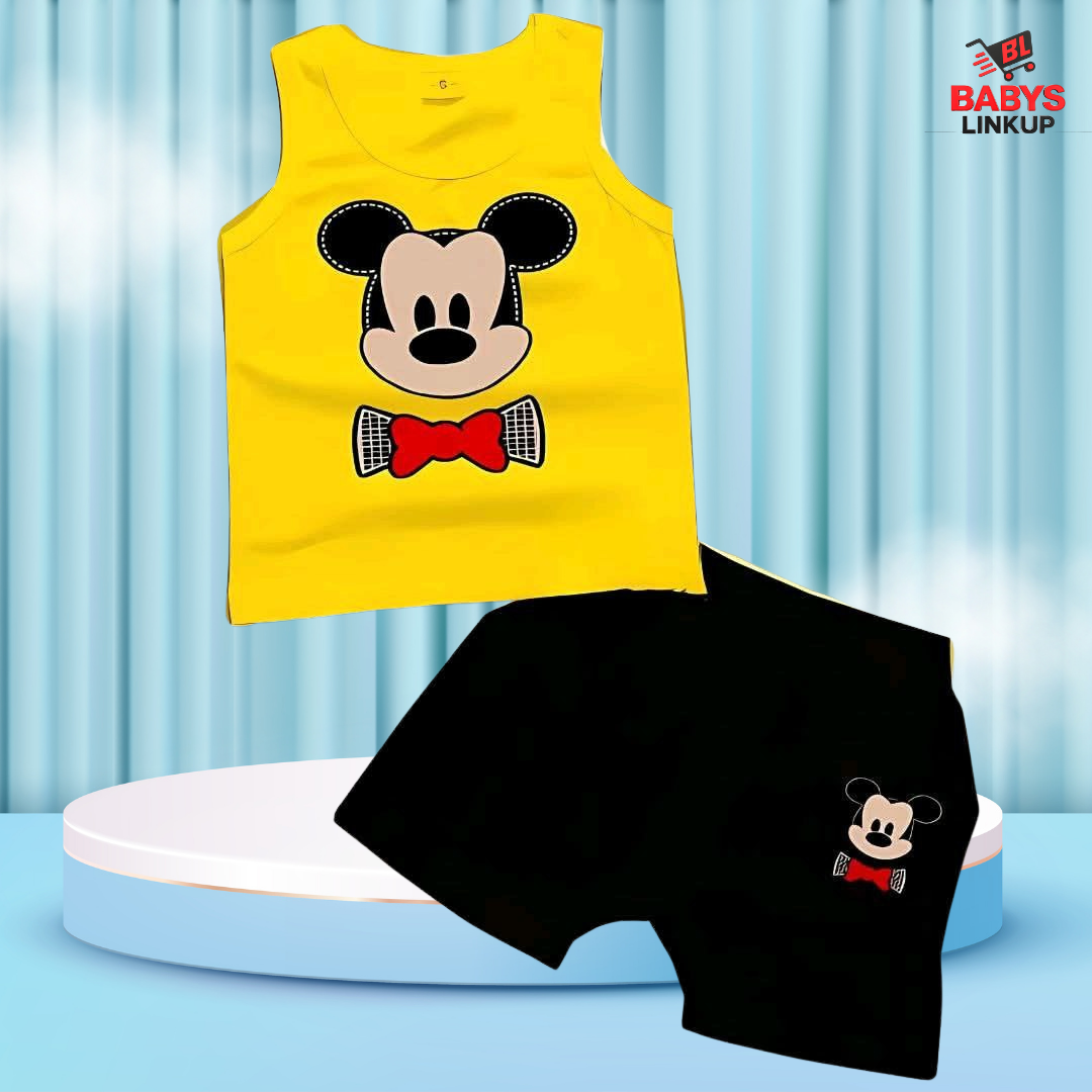 MICKEY MOUCE Printed  T-Shirt Set | Soft Cotton | Hit for Summer   (6 M– 6 Years)