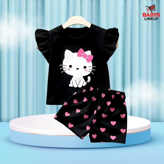 Cute Ca Printed  T-Shirt Set | Soft Cotton | Hit for Summer   (6 M– 6 Years)
