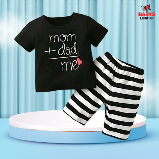 Mom+ Dad  Printed T-Shirt Set | Soft Cotton | Hit for Summer – (6M – 6 Years) Baby's Link Up