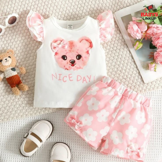 Cute Cat  Printed  T-Shirt Set | Soft Cotton | Hit for Summer   (6 M– 6 Years)