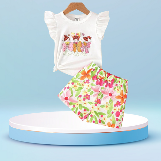 White printed T-Shirt Set | Soft Cotton | Hit for Summer