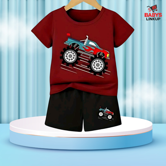 Car Printed T-Shirt Set | Soft Cotton | Hit for Summer – (6M – 6 Years) Baby's LinkUp