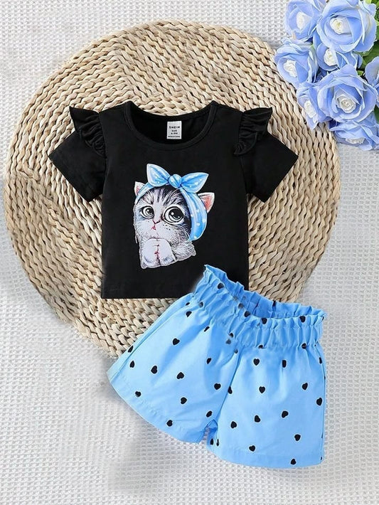 Cute Love cat   Printed  T-Shirt Set | Soft Cotton | Hit for Summer   (6 M– 6 Years)